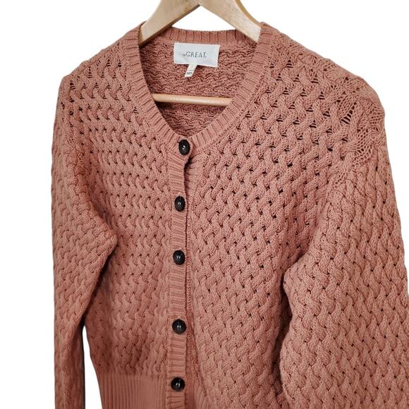 THE GREAT. Pink Cable Knit Cardigan - Picture 4 of 11